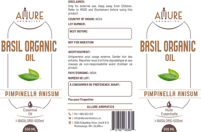 Basil Organic Essential Oil - Allure Aromatics