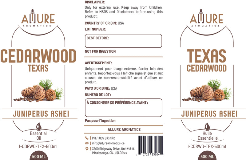 Cedarwood Texas (Juniperus ashei) Essential Oil - Allure Aromatics