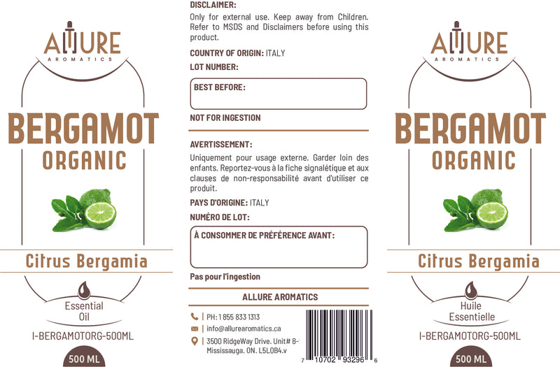 Bergamot Organic Essential Oil - Allure Aromatics