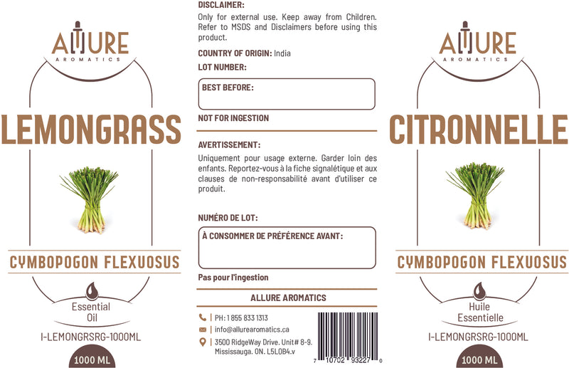 Lemongrass Essential Oil - Allure Aromatics