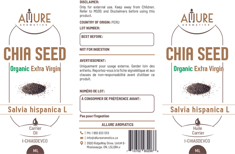 Chia Seed Organic Extra Virgin Carrier Oil