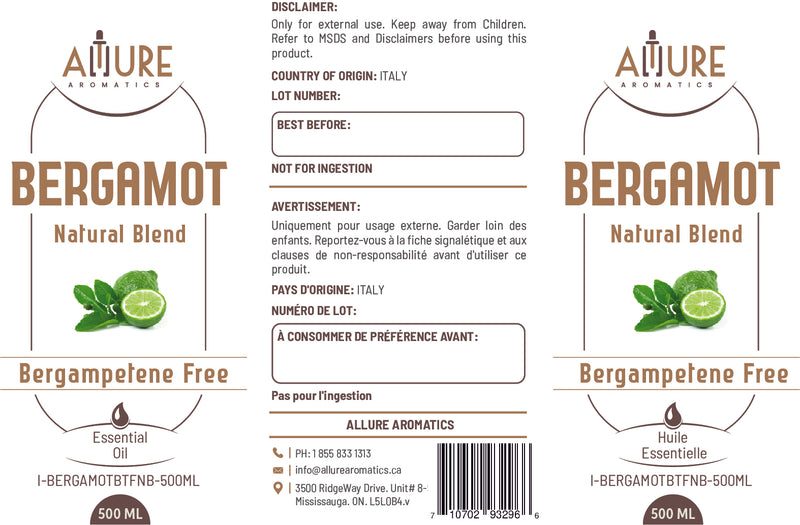 Bergamot Bergaptene Free Natural Blend Essential Oil - Allure Aromatics
