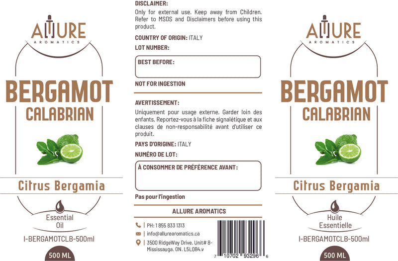 Bergamot  (Calabrian) Essential Oil - Allure Aromatics